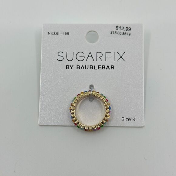 Sugarfix By Baublebar Ring Size 8 Multicolor Rainbow Colorful Rhinestones - Picture 4 of 6